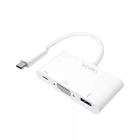   Logilink USB 3.2 Gen1 Type-C adapter, C/M - VGA+2xUSB, 1080p, PD, fehér, 0,14 m (UA0260)