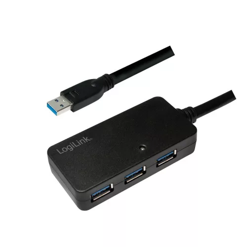 Logilink USB 3.0 aktív átjátszó kábel 4-port elosztóval, 10m (UA0262)