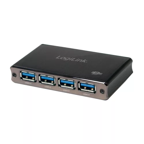 Logilink USB 3.0 HUB 4-port, alumínium, tápegységgel együtt (UA0282)