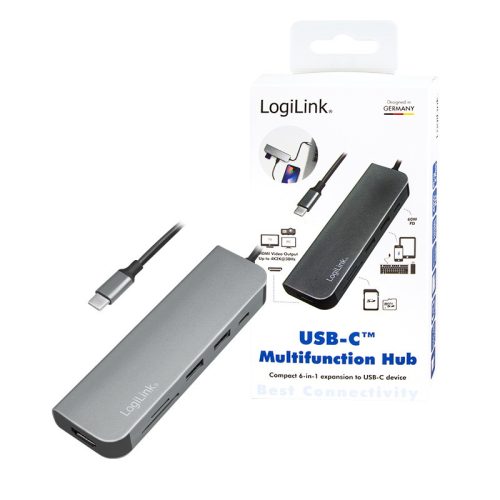 Logilink USB 3.2 Gen 1 dokkoló állomás, 6 portos, PD, kábellel