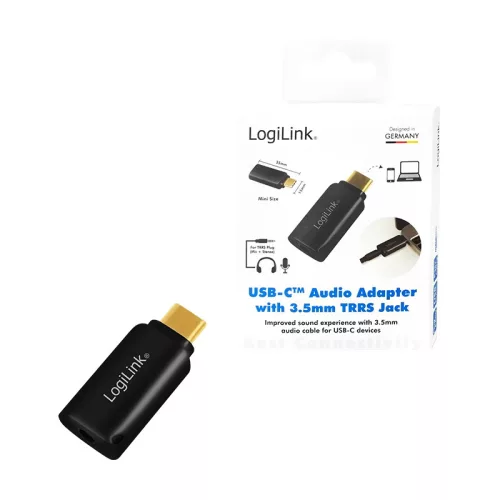 Logilink USB-adapter, USB-C  és 3,5 mm-es (TRRS) 4 pólusú audioadapter (UA0356)