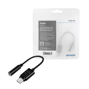   Logilink USB 3.2 audioadapter EQ-val, USB-C/M 3,5 mm/F-ig, fekete, 0,14 m (UA0364)