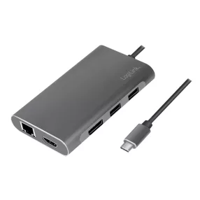   Logilink USB 3.2 Gen 1, dokkolóállomás, USB-C, 8-port, PD, ezüst, ezüst (UA0382)