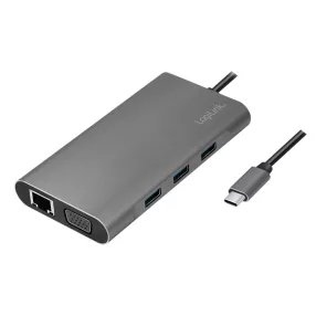   Logilink USB 3.2 Gen 1, dokkoló állomás, USB-C, 10-port, PD, ezüst (UA0383)