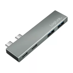   Logilink USB 3.2 Gen2x2 hub, 4 portos, PD, MacBookhoz és iPadhez, ezüst (UA0399)