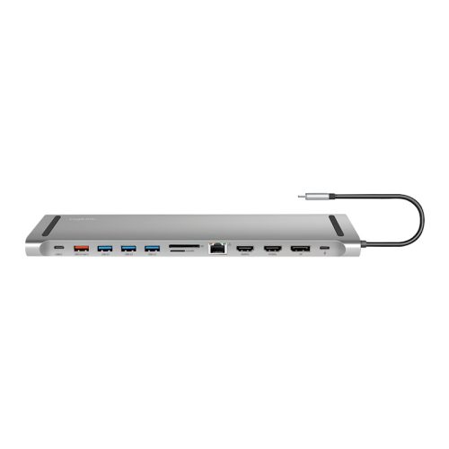 Logilink USB 3.2 Gen2 dokkoló állomás, USB-C, 12 port, PD, ezüst