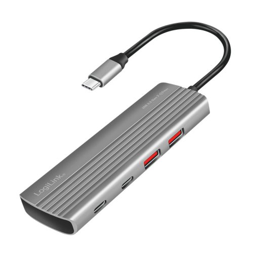 Logilink Ultravékony USB 3.2 Gen2 hub, 2x USB-A, 5x USB-C, PD, 100 W, asztroszürke
