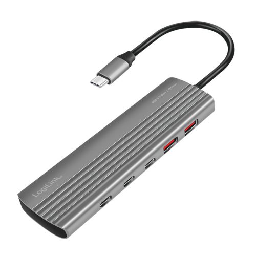 Logilink Ultravékony USB 3.2 Gen2 hub, 2x USB-A, 8x USB-C, PD, 100 W, asztroszürke