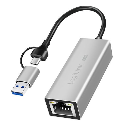 Logilink USB-A/-C   2,5G Ethernet hálózati adapter, szürke