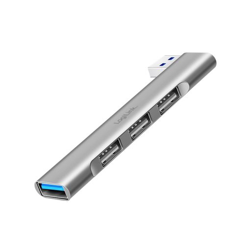 Logilink Ultravékony, 4 portos USB-A hub, 18 W, 1x USB-A/F, 3x USB-A/F, alumínium