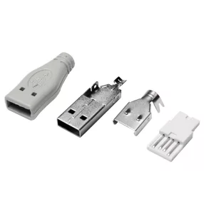   Logilink USB 2.0 csatlakozó önálló összeszereléshez, USB-A/M, forrasztási típus, szürke (UP0001)