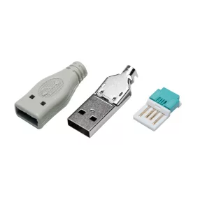   Logilink USB 2.0 csatlakozó önálló összeszereléshez, USB-A/M, krimpelt típus, szürke (UP0003)