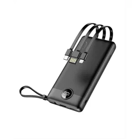   Veger C10 (W1116) 10000 mAh-s Power Bank beépített Micro-USB kábellel / C típusú / Lightning fekete