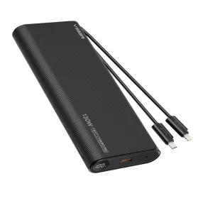   Veger TCE130 (W2503) PD 130W 25000 mAh Power Bank beépített C típusú kábellel / Lightning fekete