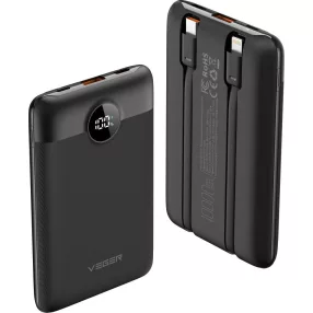   Veger C11 (W1170) PD QC3.0 2A 22,5W 10000 mAh Power Bank beépített kábellel USB C / Lightning fekete
