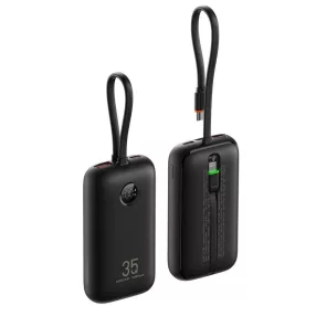   Veger K1 (W1188) PD QC3.0 35W 10000 mAh Power Bank beépített C típusú kábellel / Lightning fekete