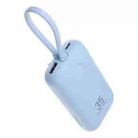   Veger K1 (W1188) PD QC3.0 Power Bank 35W 10000 mAh beépített USB-C kábellel / Villámkék