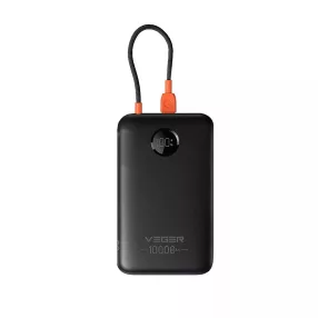   Veger K1C W1189 10000 mAh-s Power Bank beépített USB C QC3.0 PD 2A 22,5W kábellel fekete
