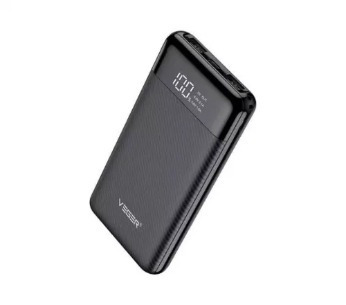 VEGER VP1087 Power bank , fekete, 10.000mAh,5V-2a, 3 usb és 1 type-c kimenettel. LED kijelzővel,1405105