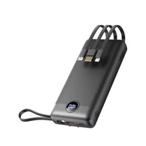   VEGER VP2047 Power bank, fekete, 20.000mAh, 5V-2A, beépített micro usb, type-c és lightning kábellel, 1405107