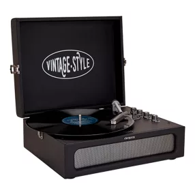   Aiwa VPX-1971BK VINTAGE Lemezjátszó műbőr táskában Bluetooth-al, USB/MP3 lejátszóval és felvevővel