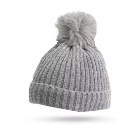 W1061C Vastag téli sapka - bojttal - szürke