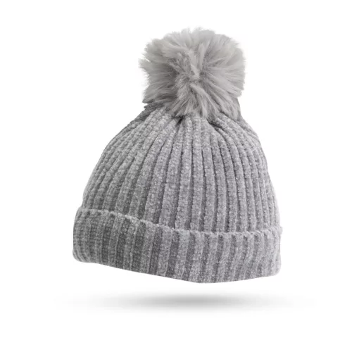 W1061C Vastag téli sapka - bojttal - szürke