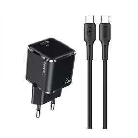   USAMS YJXLOGTC01 PD hálózati gyorstöltő adapter 25W, 120 cm-es Type-c to Type-c kábellel 1380748