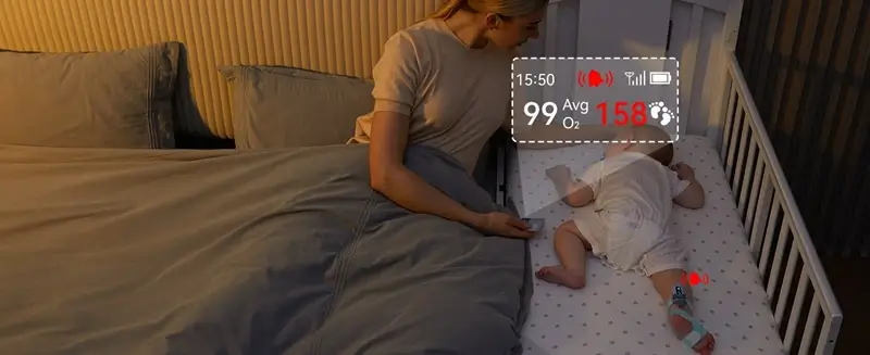 viatom-baby-o2-legzesfigyelo-zokni-babytone-zold-po5-s1-veroxigenszint-riasztas